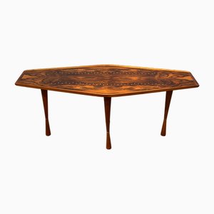 Swedish Modern Coffee Table with Brass Inlays, Sweden, 1940s