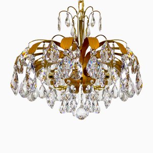Lustre en Laiton et Cristal de Palwa, 1960s