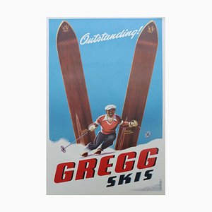 Vintage Original Greggs Skis Lithograph Poster, 1980