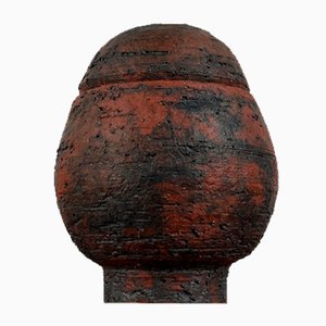 Brutalistischer deutscher Mid-Century Studio Keramik Teedose mit Deckel von Gerhard Liebenthron, 1960er