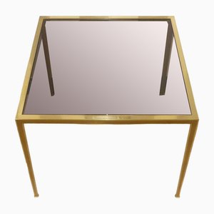 Square Side Table in Brass-Smoked Glass from Vereinigte Werkstätten, 1960s