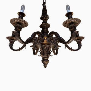 Lámpara de araña Mazarin de bronce del período de la regencia Luis XVI al estilo de Charles Boulle