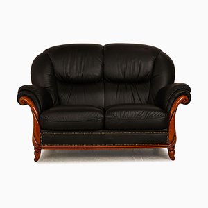 Zwei-Sitzer Sofa aus schwarzem Leder