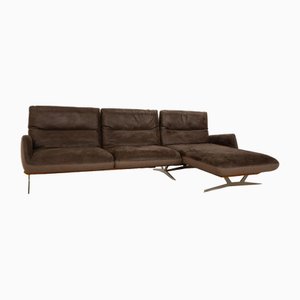 Leather Corner Sofa in Brown Leather