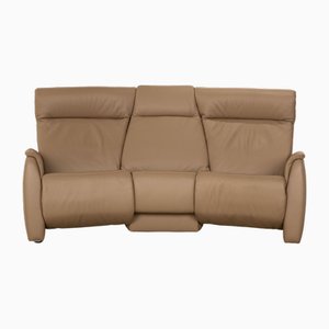 Three-Seater Taupe Sofa in Leather