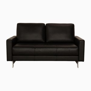 Zwei-Sitzer Sofa aus schwarzem Leder von Rolf Benz