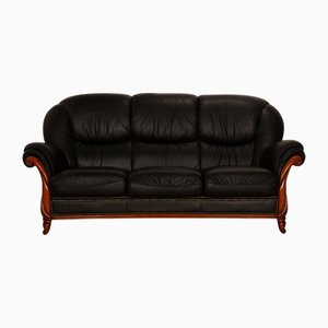 Victoria 3-Sitzer Sofa aus schwarzem Leder von Nieri