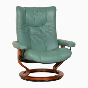 Butaca giratoria de cuero verde de Stressless