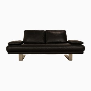 Model 6600 2-Seater Sofa in Black Leather from Rolf Benz