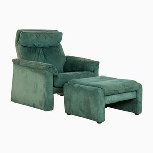 Motion Lounge Chair and Stool in Turquoise Fabric from Laauser, Set of 2