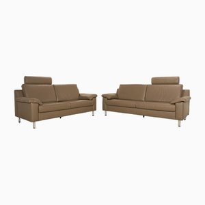 Vario 3-Seater and 2-Seater Sofa in Gray Leather from Ewald Schillig, Set of 2