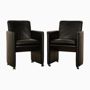 Rialto Armchairs in Black Leather from Willi Schillig, Set of 2