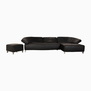 Butterfly Leather Sofa Set in Dark Gray from Ewald Schillig, Set of 2