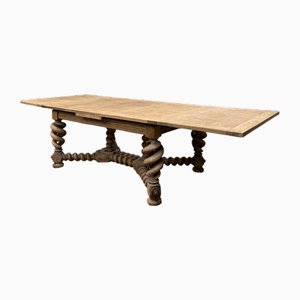 Large Dining Table in Oak and Elm Burl, Late 19th Century