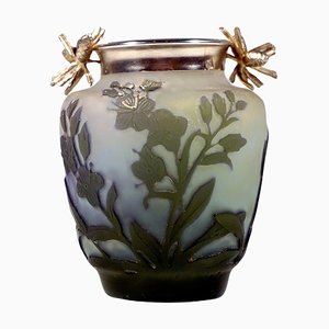 Jugendstil Cameo Vase mit Silbermontierter Fassung von Émile Gallé, Nancy, Frankreich, 1904