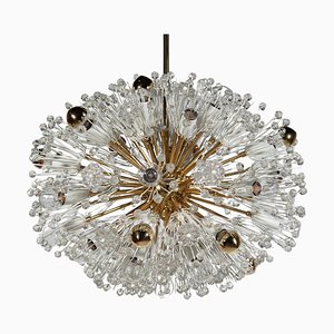 Eclipse Blowball Brass and Crystal Ceiling Light attributed to Emil Stejnar for Rupert Nikoll, 1950s