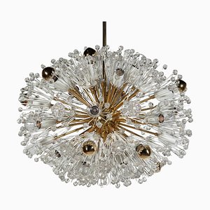 Lampada da soffitto Eclipse Blowball in ottone e cristallo attribuita a Emil Stejnar per Rupert Nikoll, anni '50