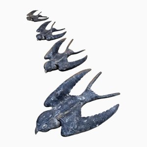 Vintage Iron Birds Swallow Wall Art, 1970s, Set of 4