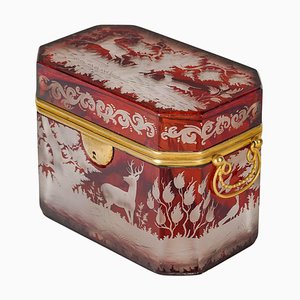 Napoleon III Bohemian Crystal Box, 19th Century