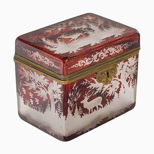 Napoleon III Bohemian Crystal Box, 19th Century