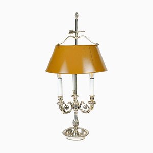 Large Napoleon III Bouillotte Lamp in Silver-Plated Bronze, 19th Century