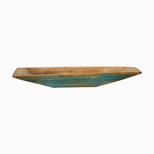 Antiker handgemachter schwedischer Teller oder Trog aus Holz