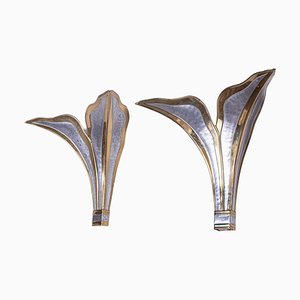 Brutalist Wall Sconces attributed to Henri Fernandez for Maison Honoré, Paris, France, 1970s, Set of 2