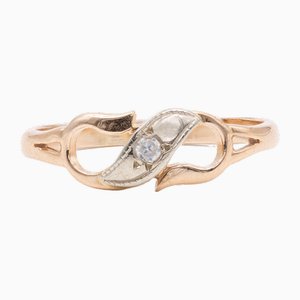 Vintage 14 Karat Gelbgold Ring mit Diamantimitation