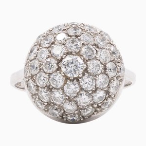 14 Karat White Gold and Diamond Dome Ring, 1970s