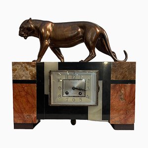 French Art Deco Panther Table Clock, 1920