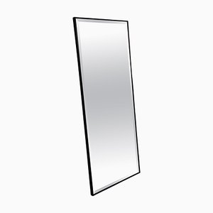 Espejo italiano moderno rectangular con marco de madera negra, años 90