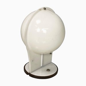 Italian Space Age Spherical Table Lamp in White Plastic, 1970s