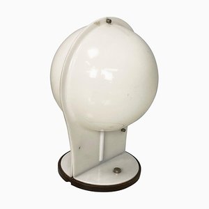 Lampe de Bureau Sphérique Space Age en Plastique Blanc, Italie, 1970s