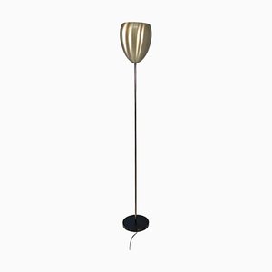 Lampadaire Mid-Century en Acier avec Socle Rond Noir, Italie, 1950s