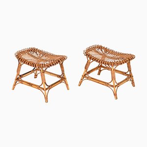 Mid-Century Sitzpuff aus Rattan, Bambus & Korbgeflecht von Franco Albini, Italien, 1960er