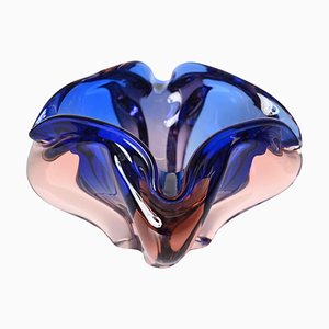 Pink and Blue Sommerso Murano Glass Bowl form Fratelli Toso, Italy, 1960s