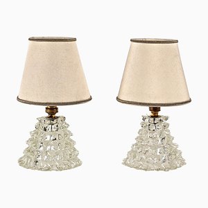 Murano Rostrato Glass and Brass Table Lamps by Barovier, Italy, 1950s, Set of 2