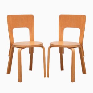 Early Model 66 Side Chairs by Alvar Aalto for Artek, 1930s, Set of 2