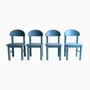 Chaises en Pin Bleu par Rainer Daumiller, Set de 4