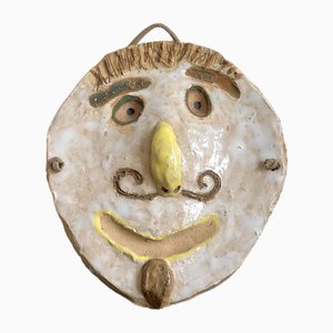 Französischer Keramik Gesicht Wandbehang