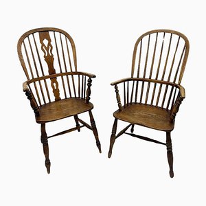 English 19th Century Windsor Armchairs, Set of 2