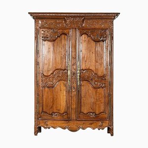 Large 18th Century French Carved Walnut Armoire