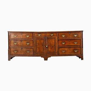 Large English George III Oak Inlaid Dresser Base, 1790s