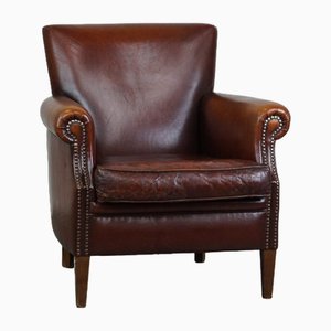 Sheep Leather Armchair with Decorative Nails