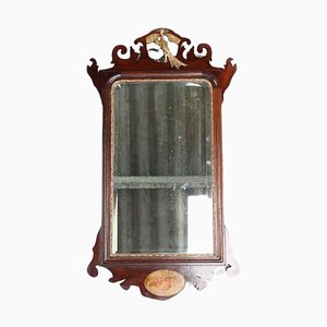 Espejo antiguo de caoba con incrustaciones de pájaro Ho Ho