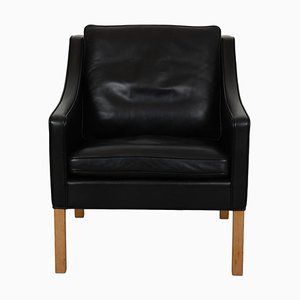 Model 2207 Lounge Chair in Black Leather from Børge Mogensen, 2000s