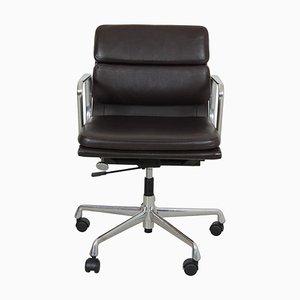 Ea-217 Office Chair in Dark Brown Leather by Charles Eames