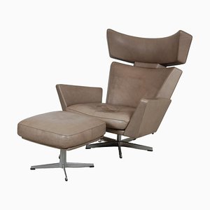 Fauteuil Oksen avec Repose-Pieds par Arne Jacobsen, Set de 2