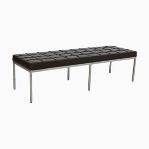 Bench in Dark Brown Leather by Florence Knoll