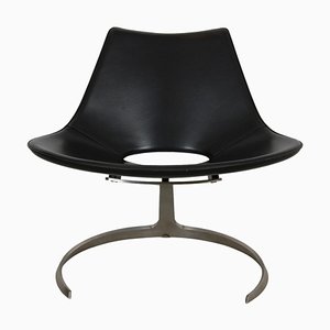 Scimitar Chair in Black Leather by Fabricius and Kastholm, 1980s
